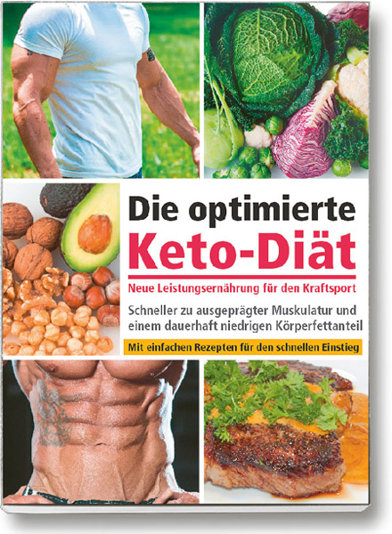 Bodybuilding Buch Cover – Die optimierte Keto-Diät für Bodybuilder. Neue Leistungsernährung für den Kraftsport. Autor: Klaus Arndt, erschienen im Novagenics-Verlag.